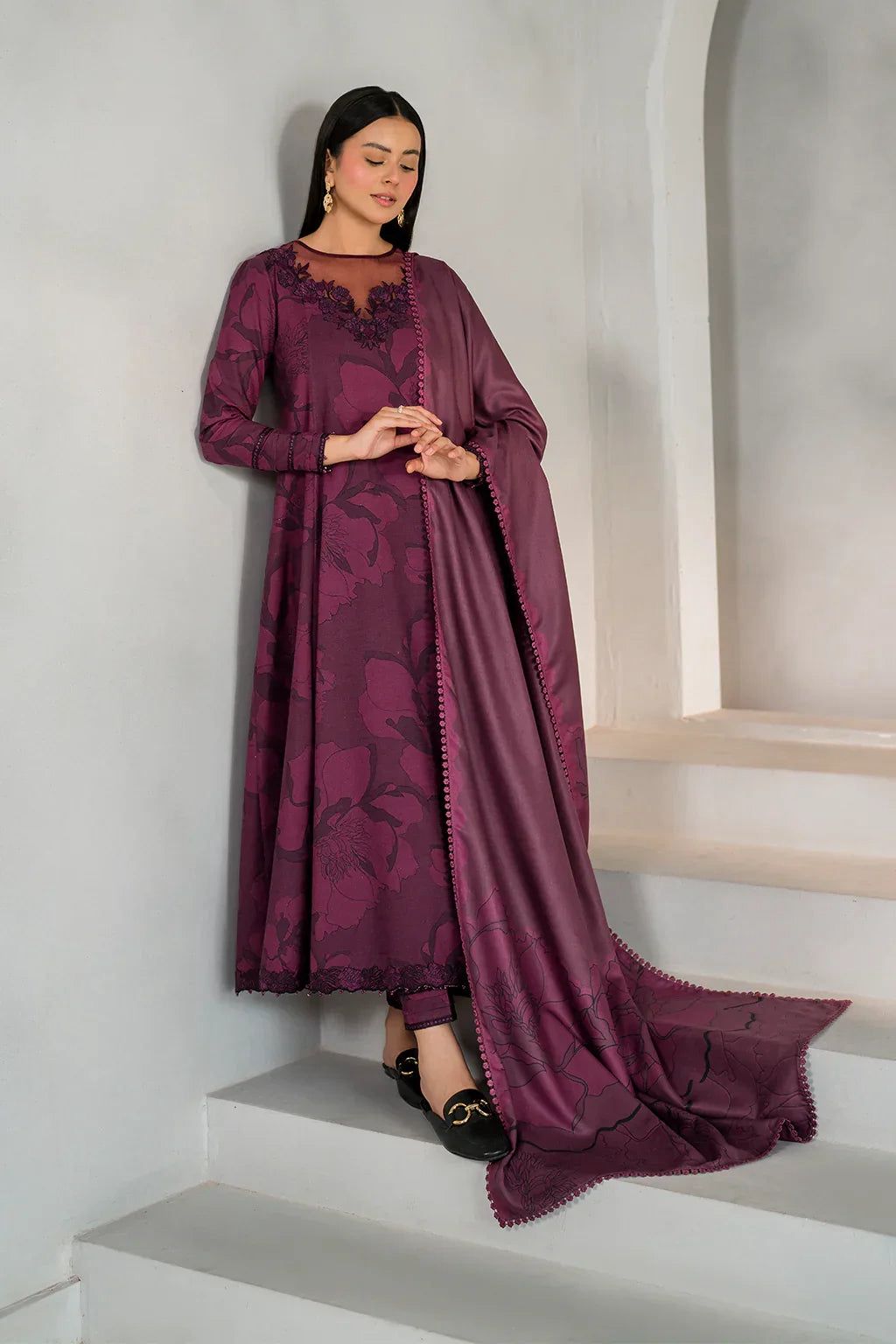 3Pc -  Unstitched EMB Lawn