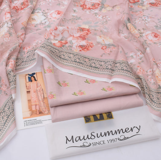 3Pc -  Unstitched Printed Lawn