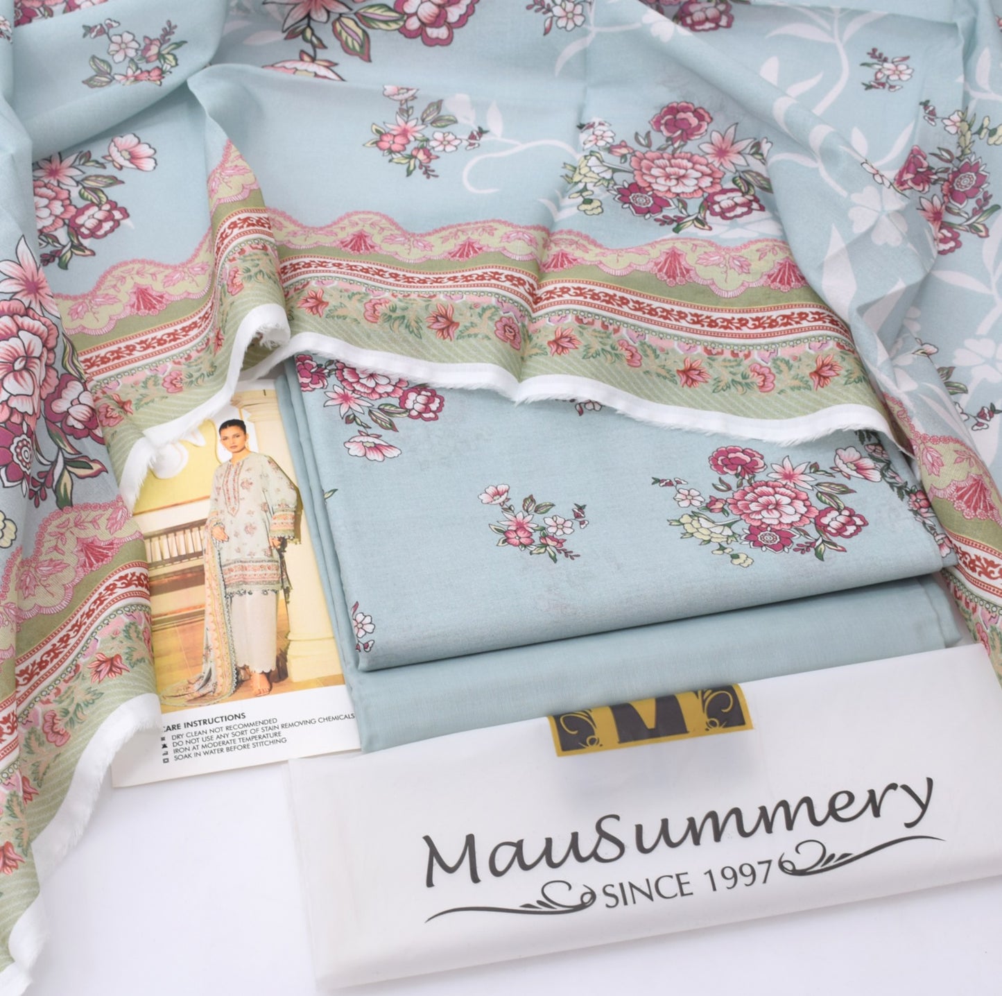3Pc -  Unstitched Printed Lawn