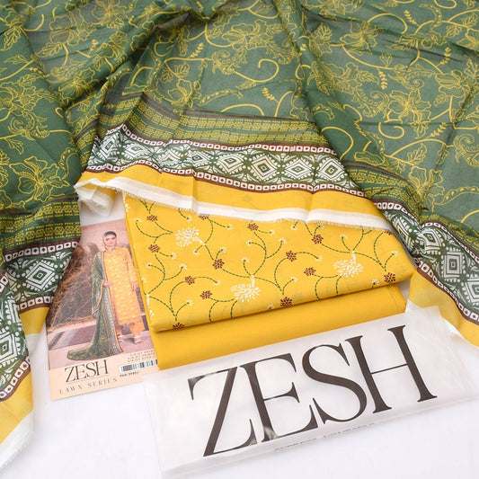 3Pc -  Unstitched Printed Lawn