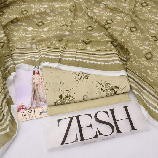 3Pc -  Unstitched Printed Lawn