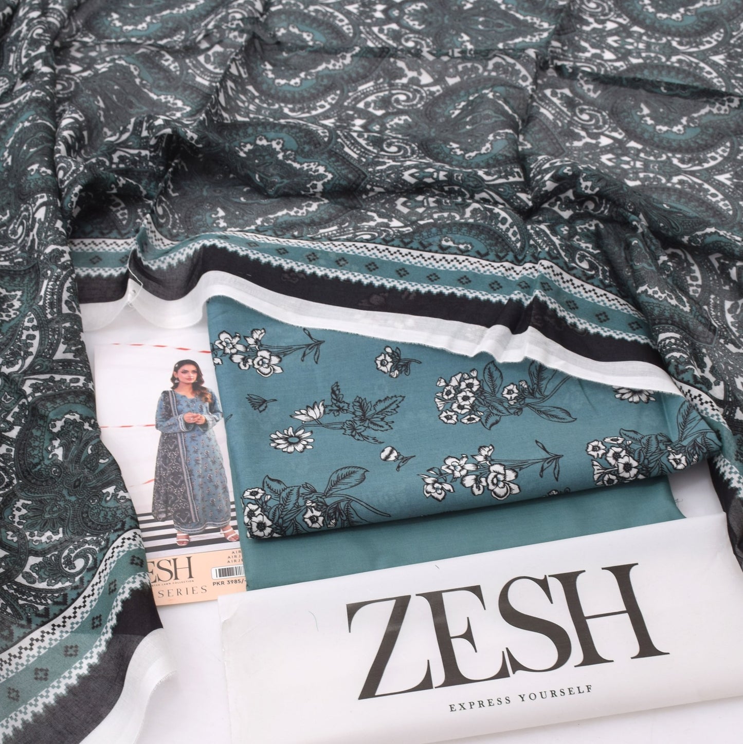 3Pc -  Unstitched Printed Lawn