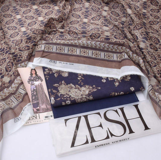 3Pc -  Unstitched Printed Lawn