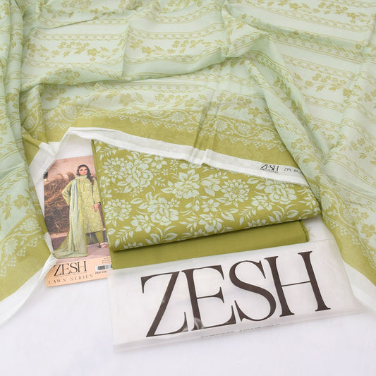 3Pc -  Unstitched Printed Lawn