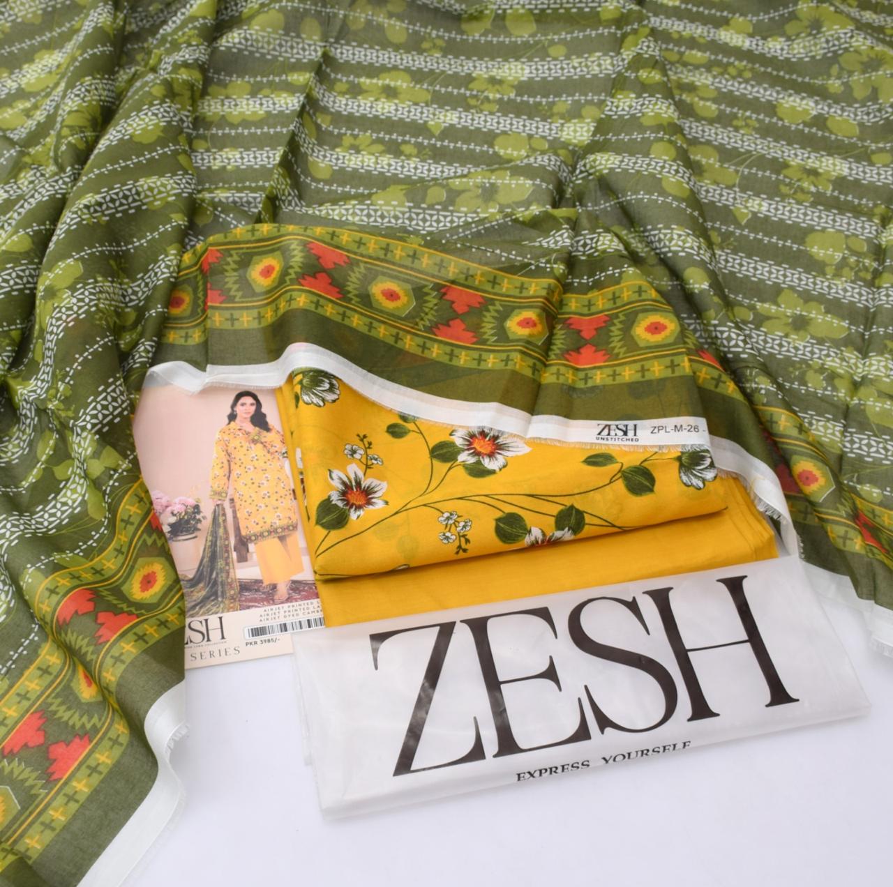 3Pc -  Unstitched Printed Lawn