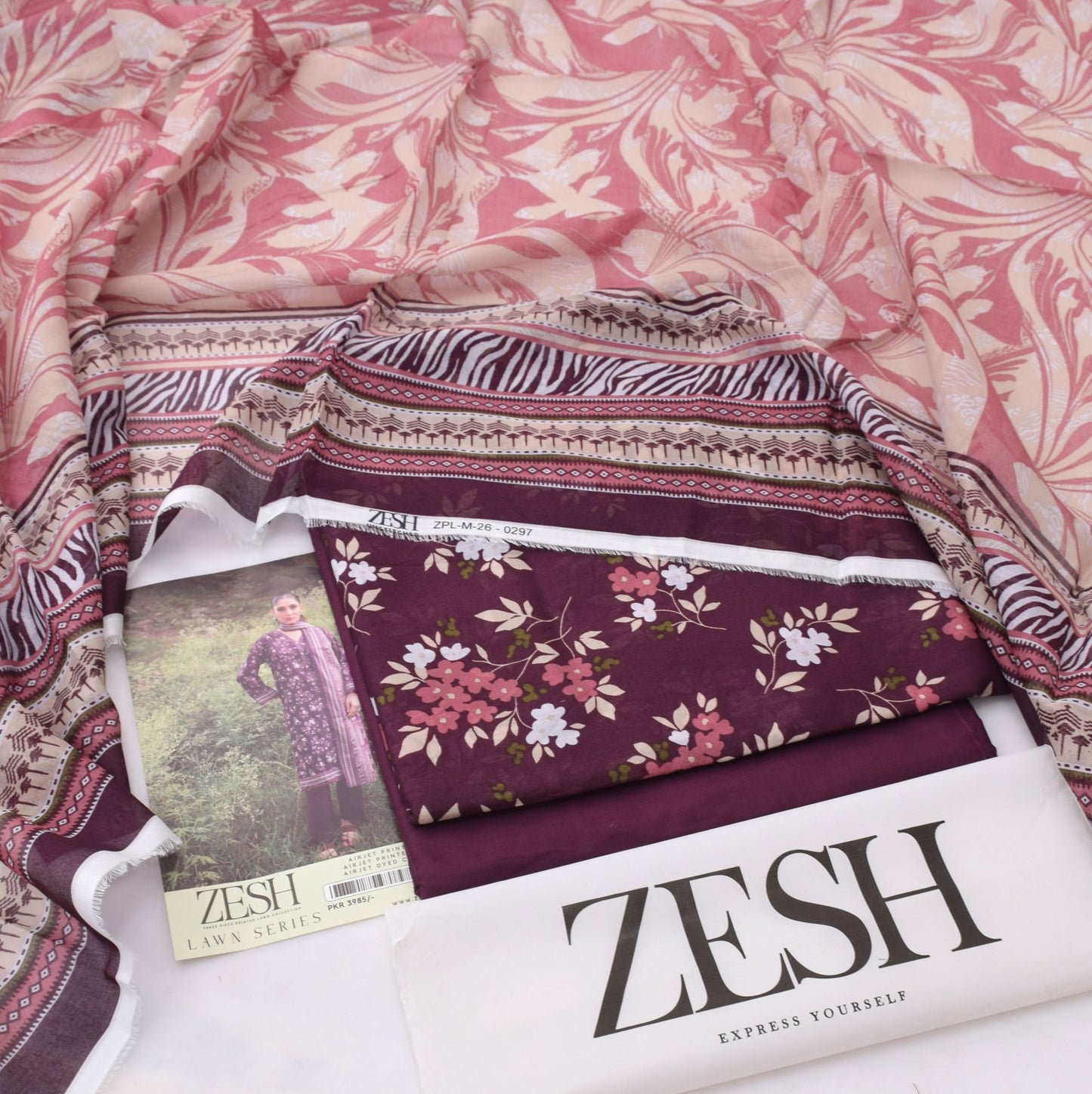 3Pc -  Unstitched Printed Lawn