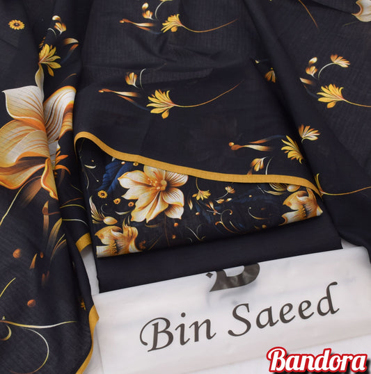 3Pc -  Unstitched Printed Lawn