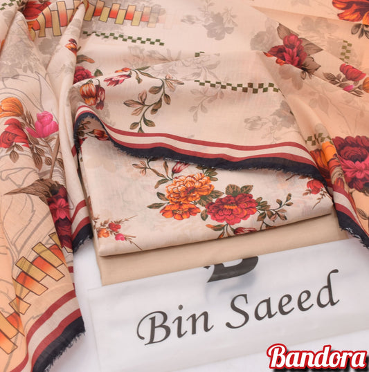 3Pc -  Unstitched Printed Lawn