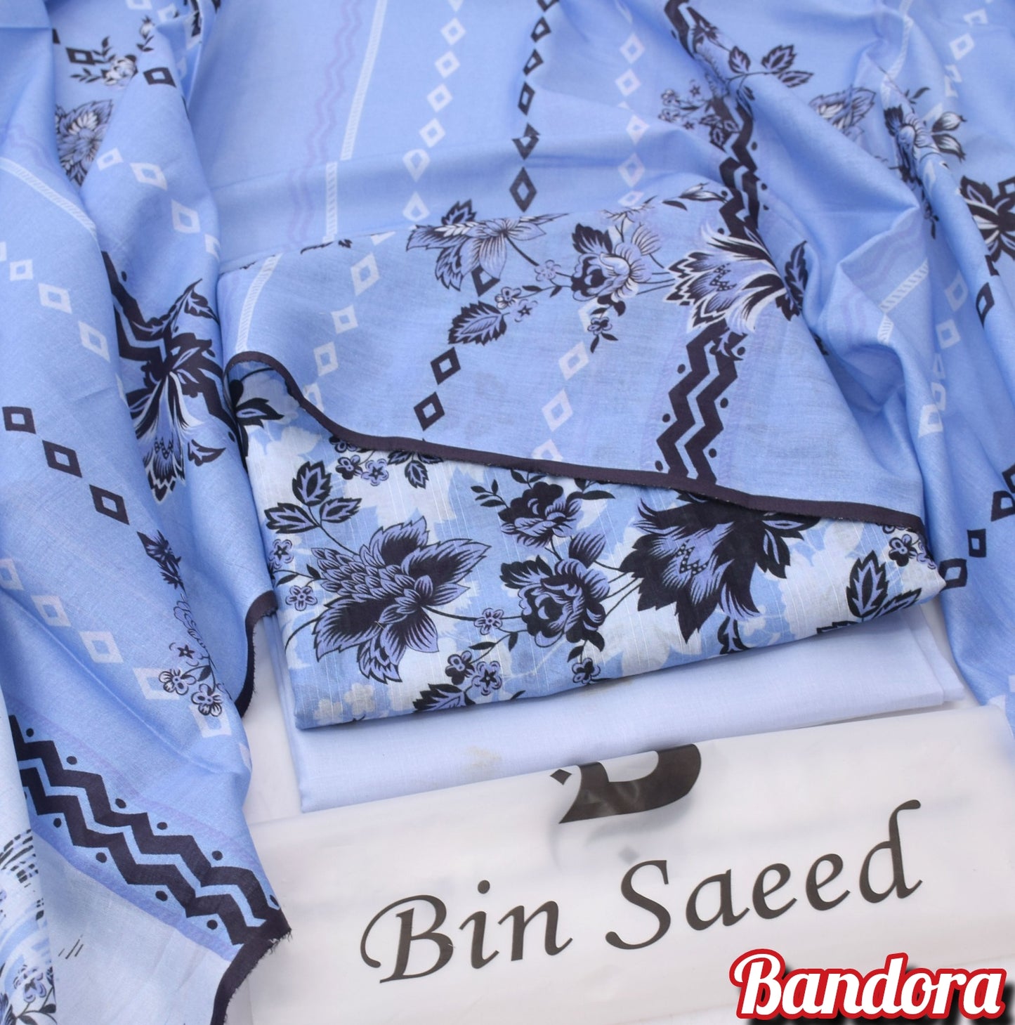 3Pc -  Unstitched Printed Lawn