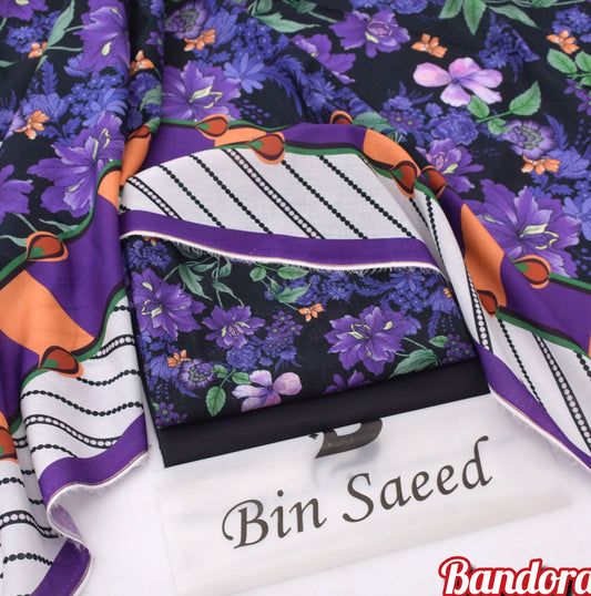 3Pc -  Unstitched Printed Lawn