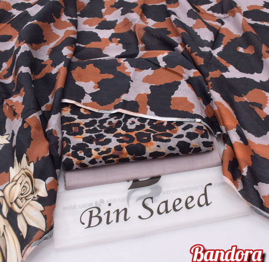 3Pc -  Unstitched Printed Lawn