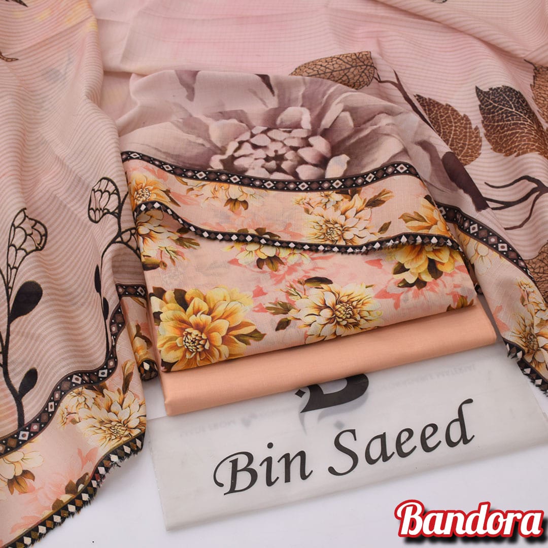 3Pc -  Unstitched Printed Lawn