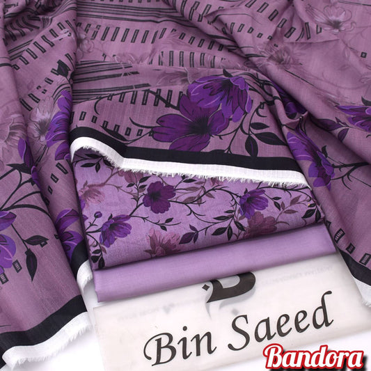 3Pc -  Unstitched Printed Lawn