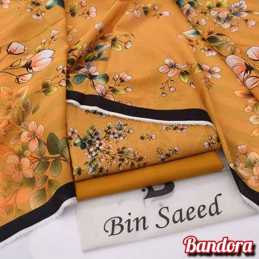 3Pc -  Unstitched Printed Lawn