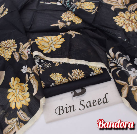 3Pc -  Unstitched Printed Lawn