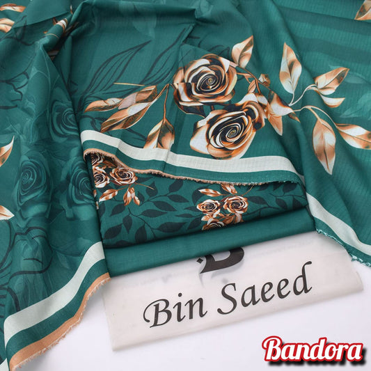 3Pc -  Unstitched Printed Lawn