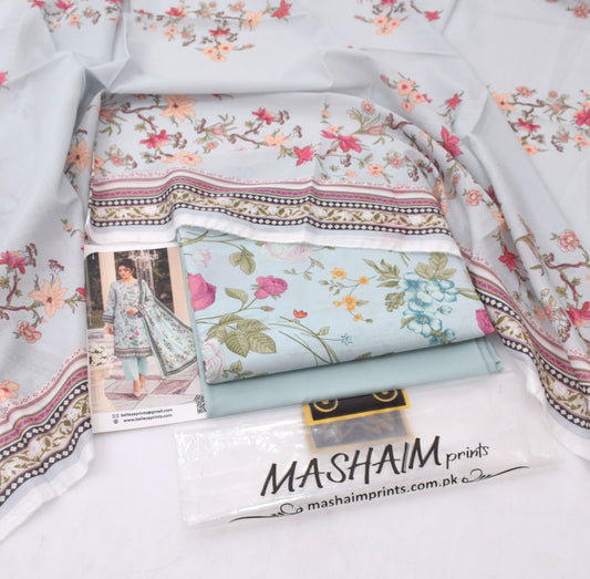 3Pc -  Unstitched Printed Lawn