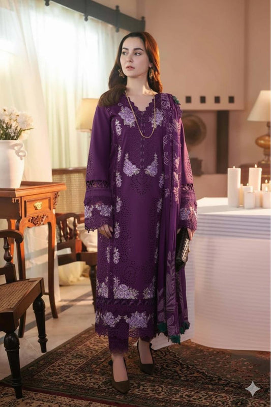 3PC -  Unstitched EMB Lawn