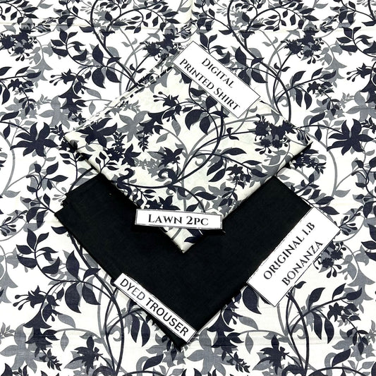2Pc -  Unstitched Printed Lawn