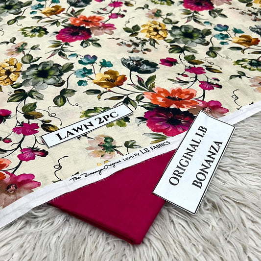 2Pc -  Unstitched Printed Lawn