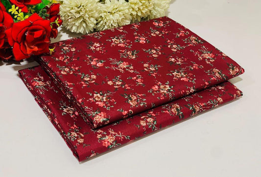 2Pc -  Unstitched Printed Cambric Cotton