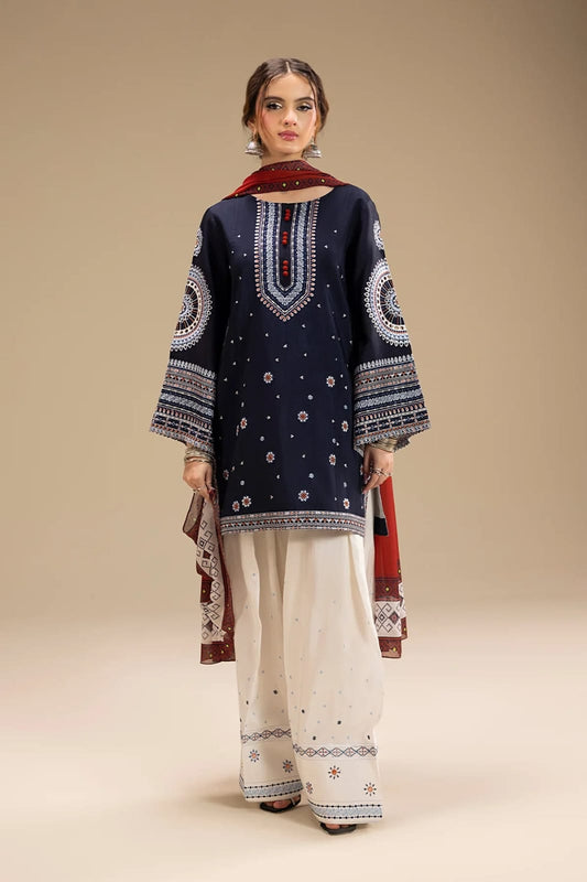 3Pc -  Unstitched EMB Lawn