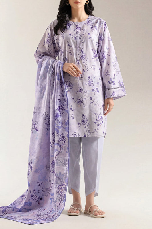 3Pc -  Unstitched EMB Lawn