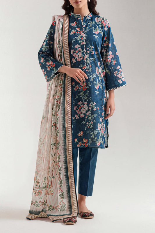 3Pc -  Unstitched EMB Lawn