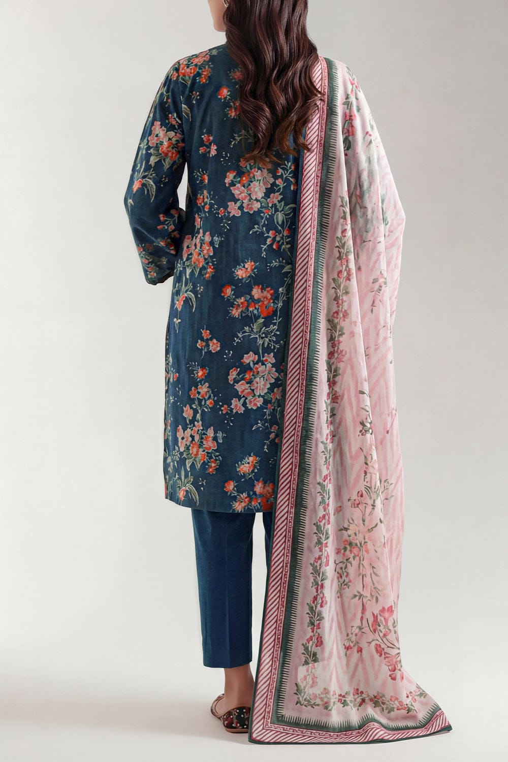 3Pc -  Unstitched EMB Lawn
