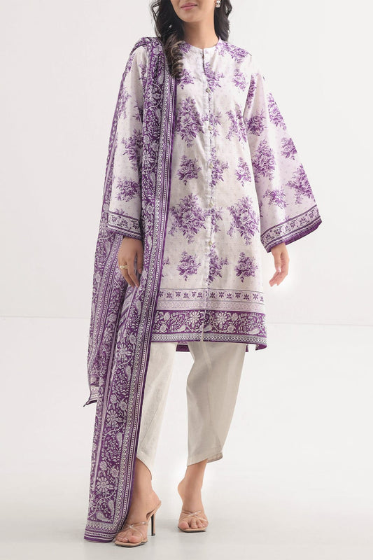 3Pc -  Unstitched EMB Lawn