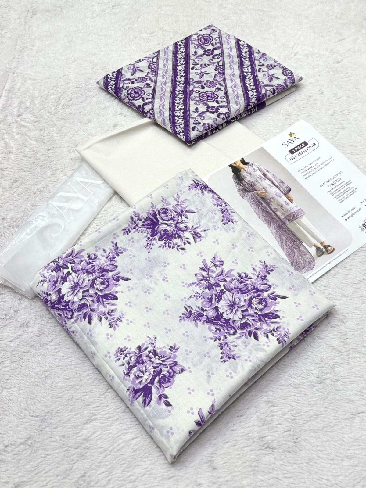 3Pc -  Unstitched EMB Lawn
