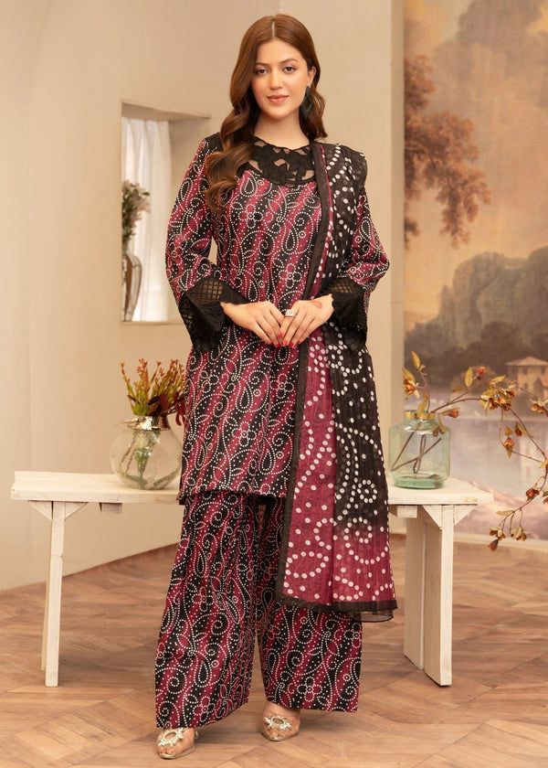 3Pc -  Unstitched Printed Lawn