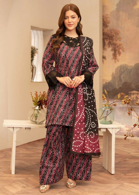 3Pc -  Unstitched Printed Lawn