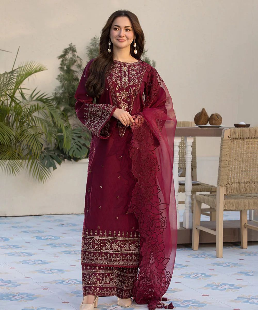 3Pc -  Unstitched EMB Lawn