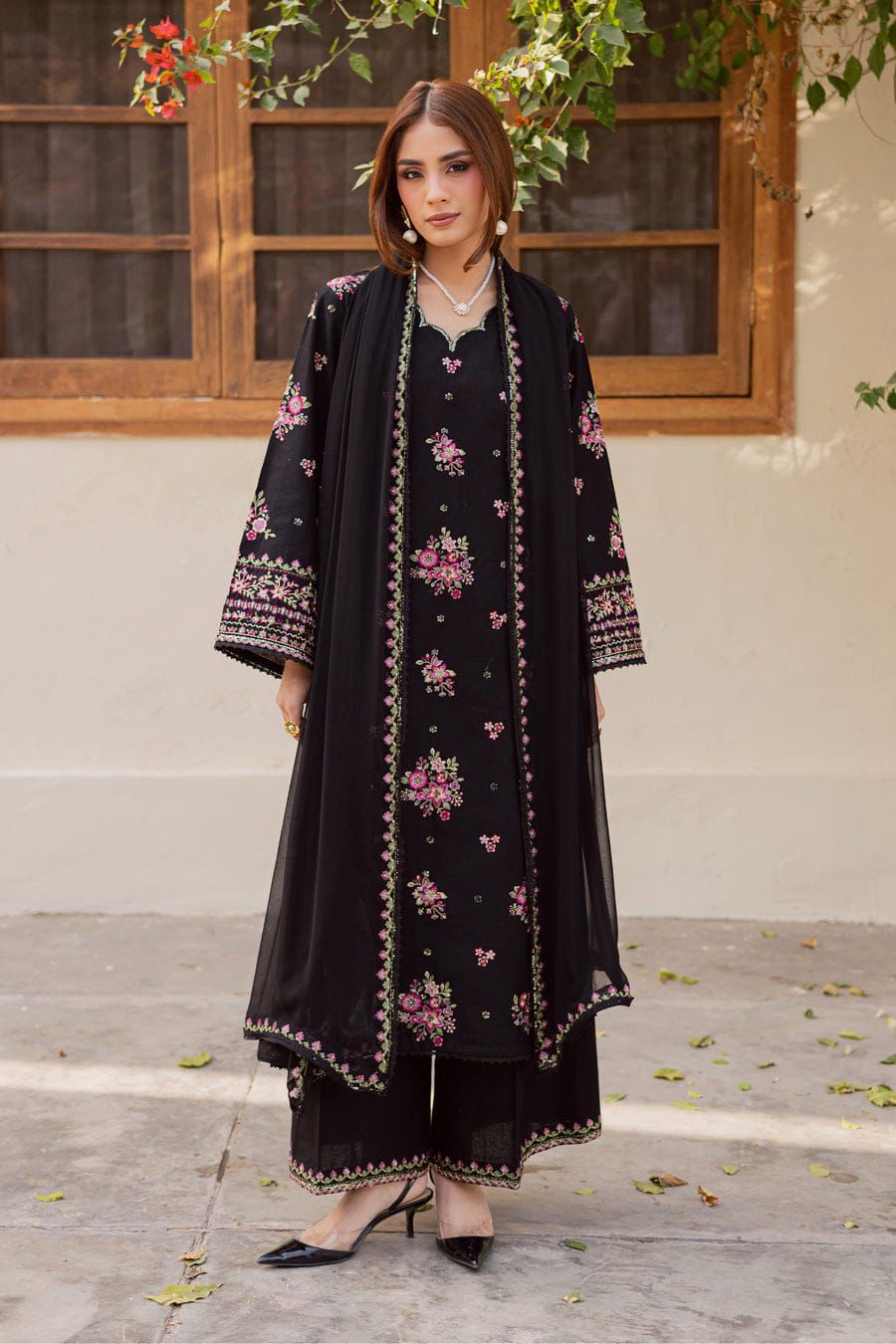 3Pc -  Unstitched EMB Lawn