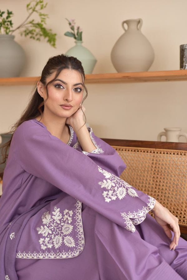3Pc -  Unstitched EMB Lawn