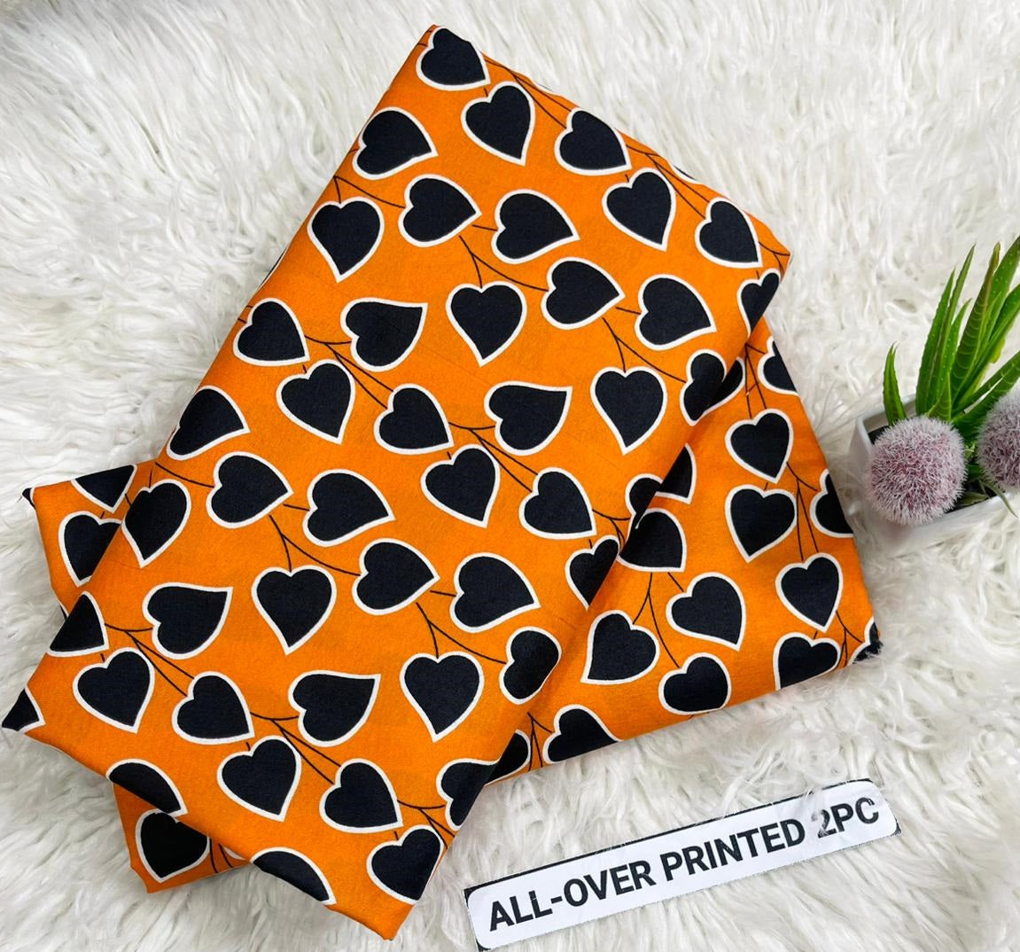 2Pc -  Unstitched Printed Cambric Cotton