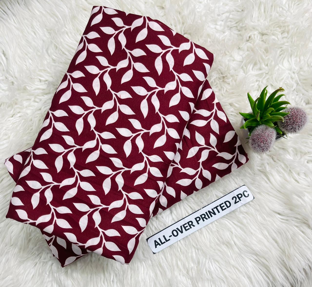 2Pc -  Unstitched Printed Cambric Cotton