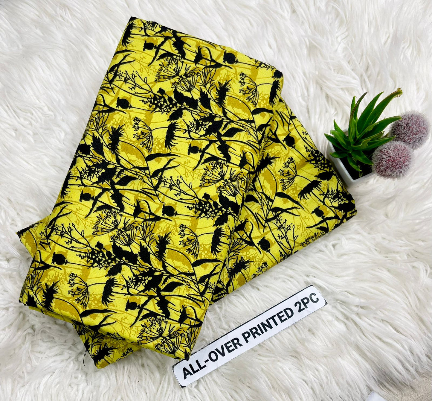 2Pc -  Unstitched Printed Cambric Cotton