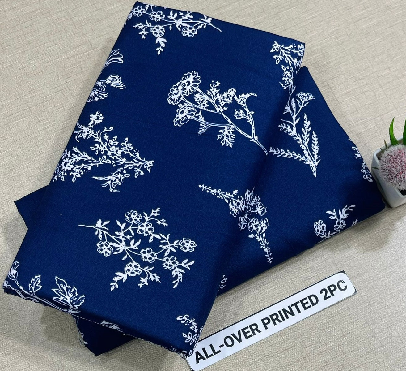 2Pc -  Unstitched Printed Cambric Cotton