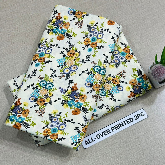 2Pc -  Unstitched Printed Cambric Cotton