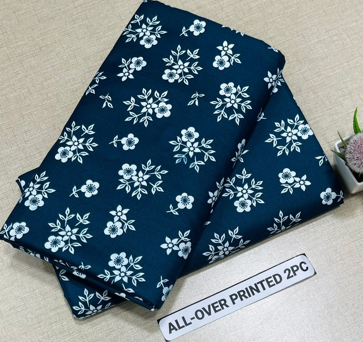 2Pc -  Unstitched Printed Cambric Cotton