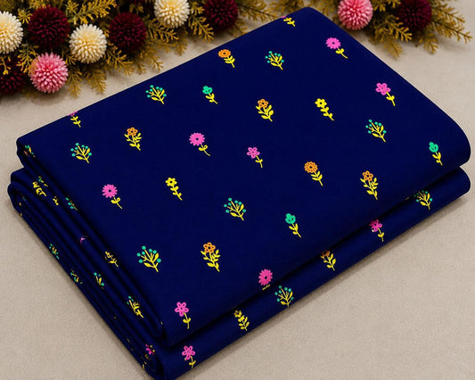 2Pc -  Unstitched Printed Cambric Cotton