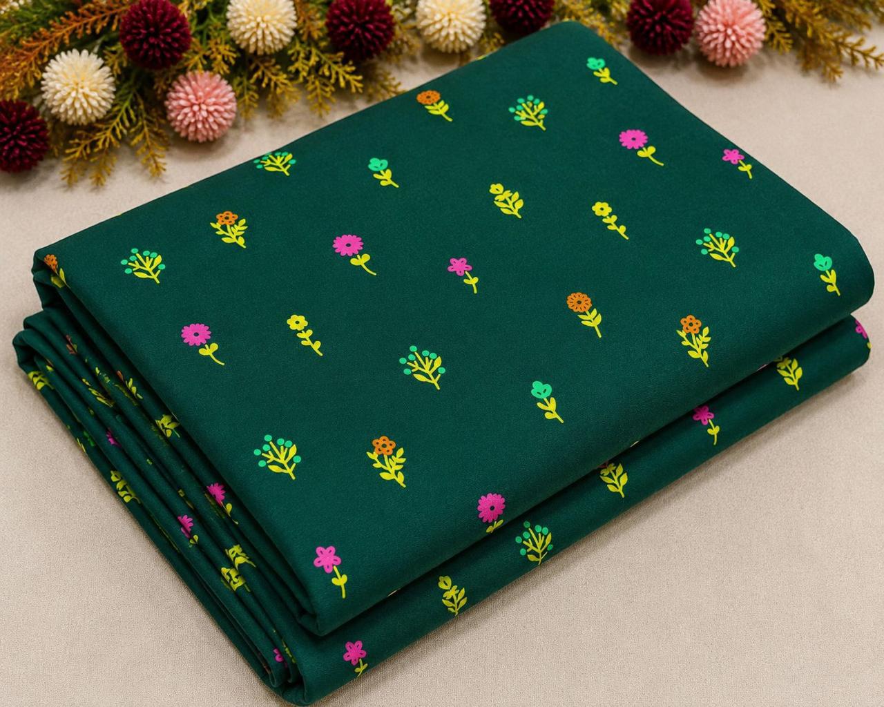 2Pc -  Unstitched Printed Cambric Cotton