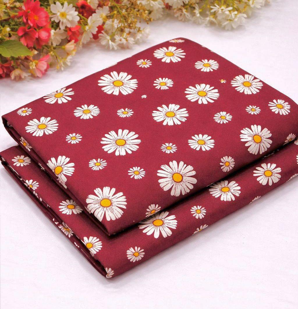 2Pc -  Unstitched Printed Cambric Cotton
