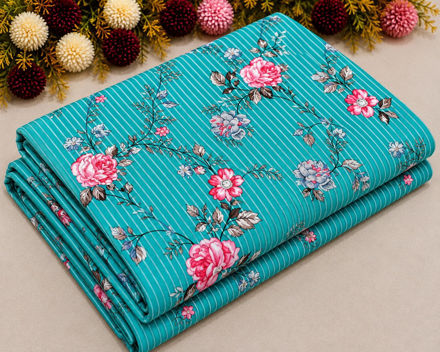 2Pc -  Unstitched Printed Cambric Cotton