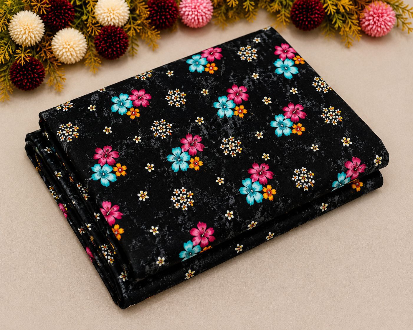 2Pc -  Unstitched Printed Cambric Cotton