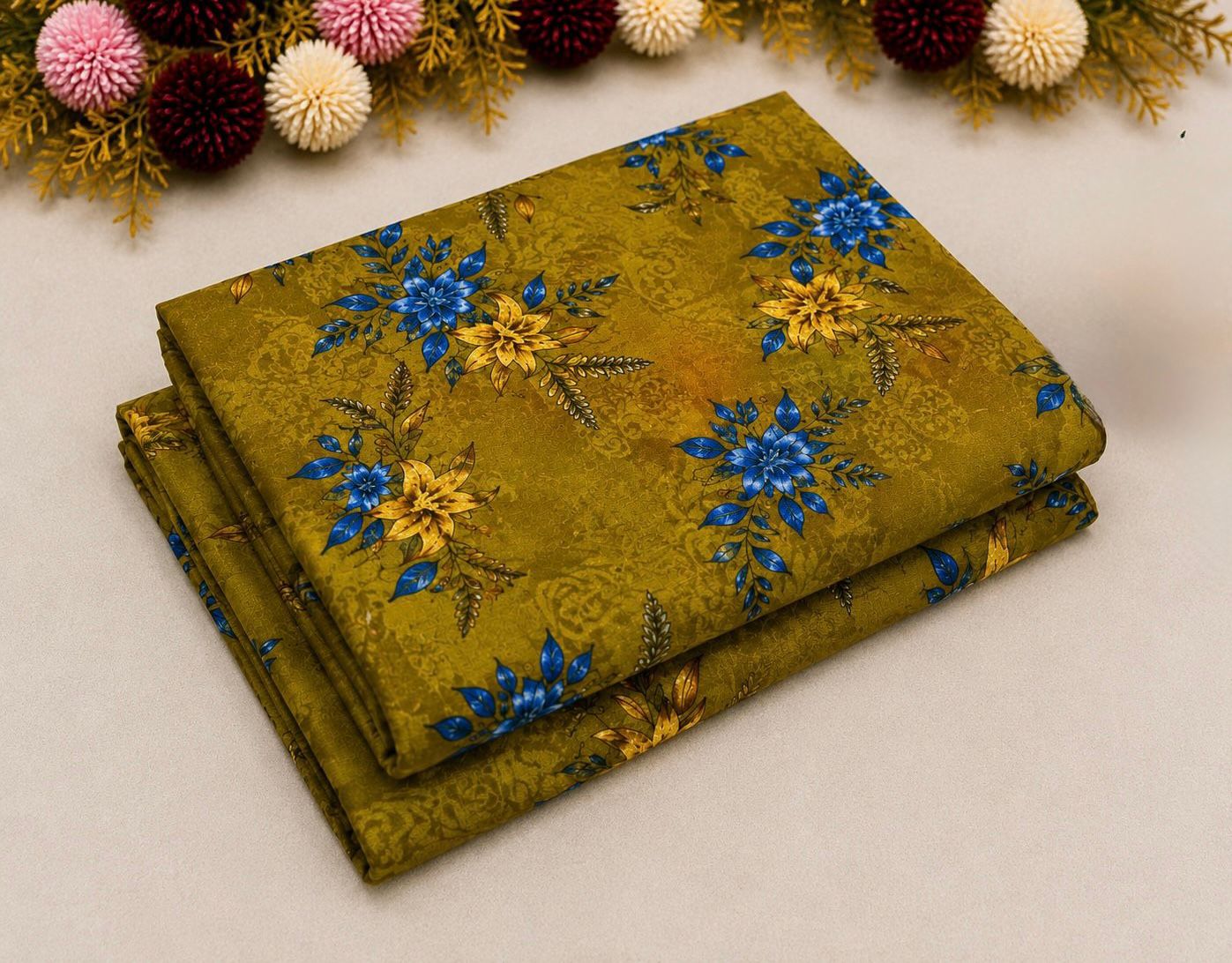 2Pc -  Unstitched Printed Cambric Cotton