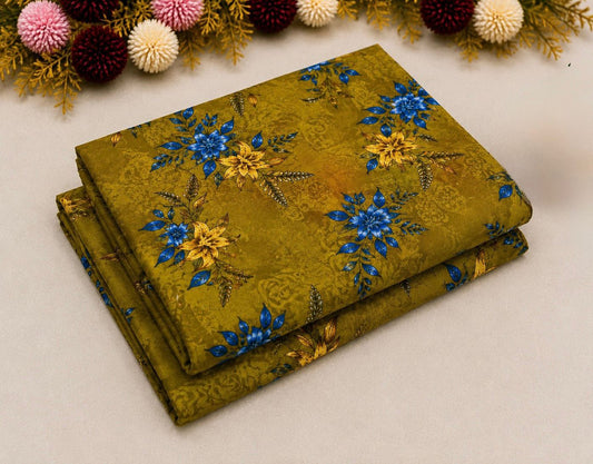 2Pc -  Unstitched Printed Cambric Cotton