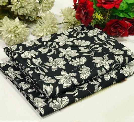 2Pc -  Unstitched Printed Cambric Cotton